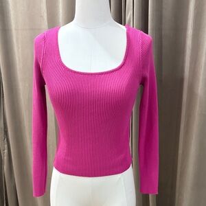 Pink Ribbed Long Sleeve Top